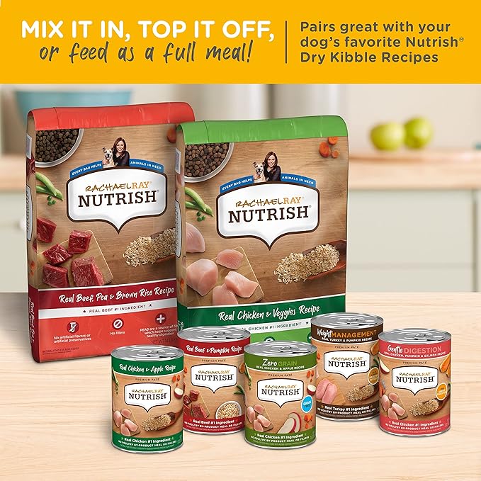 Rachael Ray Nutrish Premium Pate Wet Dog Food, Chicken & Apple, 13 Ounce Can (Pack of 12)