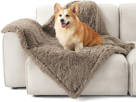 Bedsure Waterproof Dog Blankets for Medium Dogs - Calming Cat Blanket for Couch Protector Washable, Long Faux Fur Pet Throw Blanket for Puppy, Reversible Furniture Protection, 30"x40", Brown