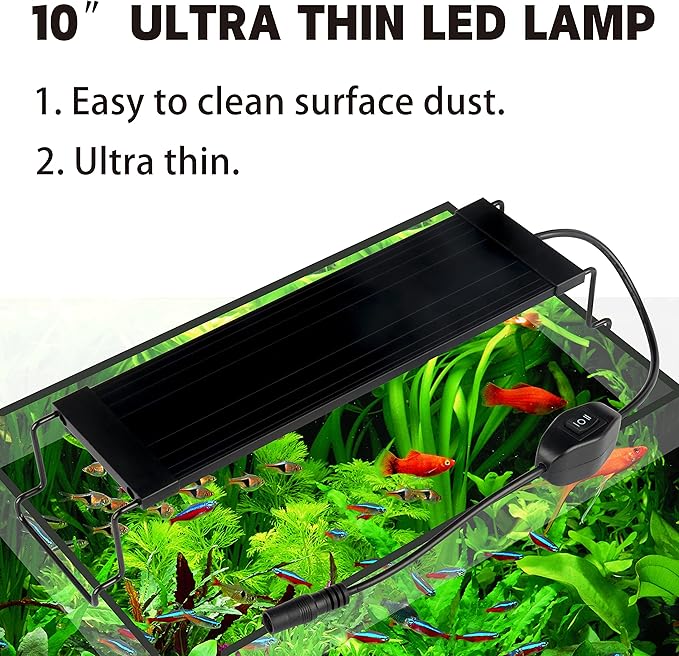 Aquarium lights Fish Tank Light 10 gallon Planted Aquarium LED Light (Switch version, 10-15'')