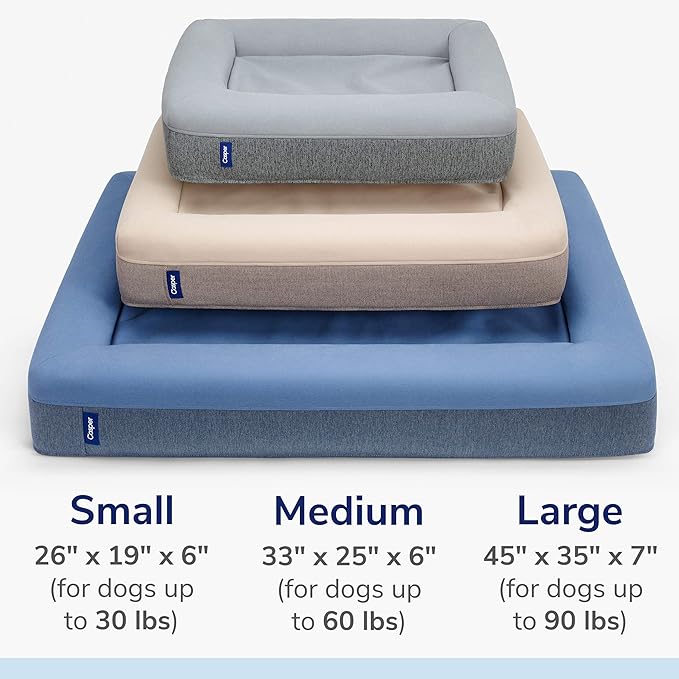 Casper Dog Bed, Plush Memory Foam, Large, Sand, 35.0"L x 45.0"W x 7.0"Th
