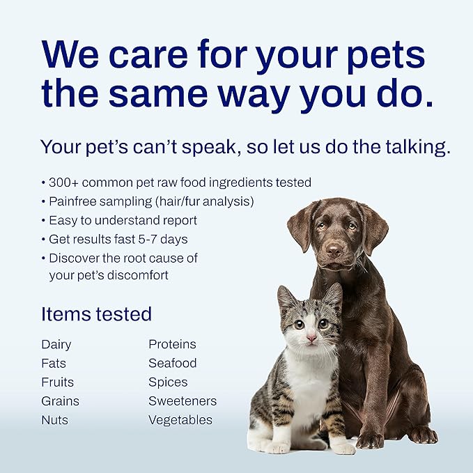 AFIL Pet Raw Food Intolerance Test for Dogs and Cats - 300+ Items Tested - at Home Food Sensitivity Test - Raw Dairy, Raw Fruits, Raw Proteins, Raw Vegetables - Fast Results