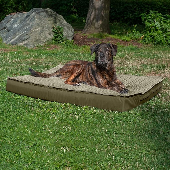 Furhaven Water-Resistant Memory Foam Dog Bed for Large Dogs w/ Removable Quilt Top & Washable Cover, For Dogs Up to 125 lbs - Indoor/Outdoor Quilt Top Convertible Mattress - Dark Sage, Jumbo Plus/XXL