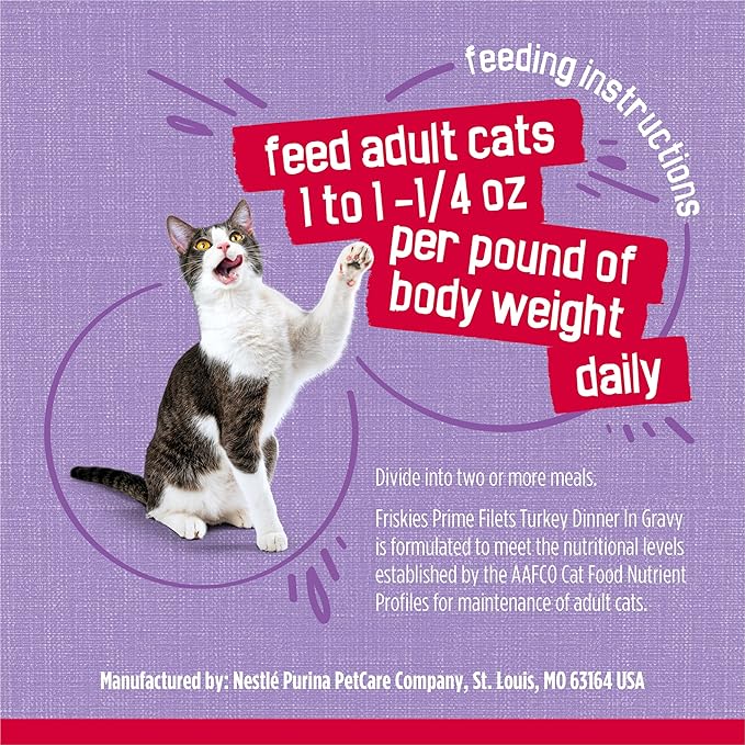 Purina Friskies Gravy Wet Cat Food, Prime Filets Turkey Dinner - (Pack of 24) 5.5 oz. Cans