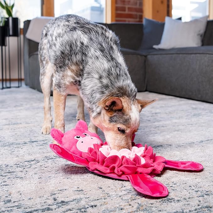 Outward Hound Nina Ottosson Snuffle Palz Interactive Plush Dog Puzzle and Snuffle Mat for Dogs, Non-slip Snuffle Mat, Dog Enrichment Toys, Plush, Pig, Pink, Large