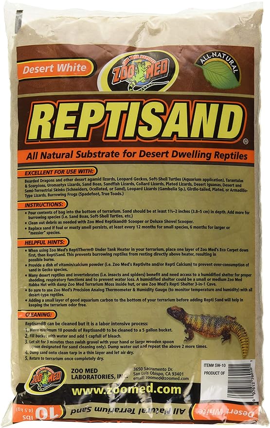 Zoo Med ReptiSand®, 10 Pounds, Desert White (Pack of 2)