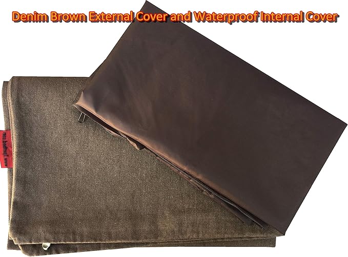 Dogbed4less Do It Yourself DIY Pet Bed Pillow Duvet Denim Cover + Waterproof Internal case for Dog/Cat at Large 36"X29" brown color - Covers only
