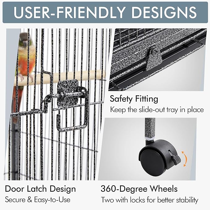 Yaheetech 40 Inch Wrought Iron Bird Cage Open-Top Parrot Cage with Rolling Stand for Parakeets Cockatiels Budgies Parrotlets Lovebirds Canary Small-Sized Birds Parrots