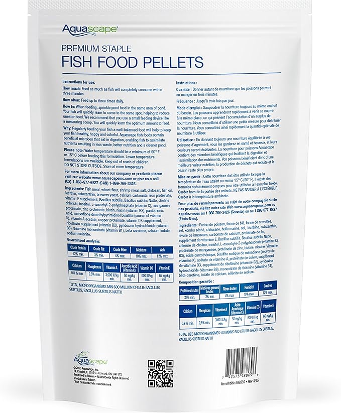 Aquascape Premium Staple Fish Food Pellets for Large Pond Fish, Large Pellet, 4.4 pounds | 98869