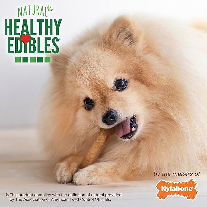 Nylabone Healthy Edibles Natural Dog Chews Long Lasting Chew Treats for Dogs, Roast Beef Flavor, X-Small/Petite (8 Count)
