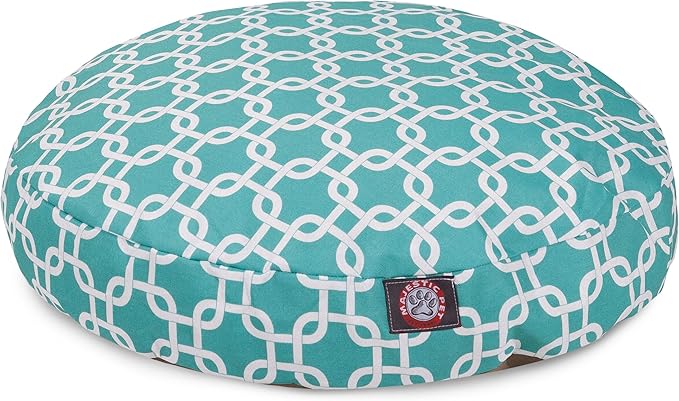 Teal Links Medium Round Indoor Outdoor Pet Dog Bed With Removable Washable Cover By Majestic Pet Products