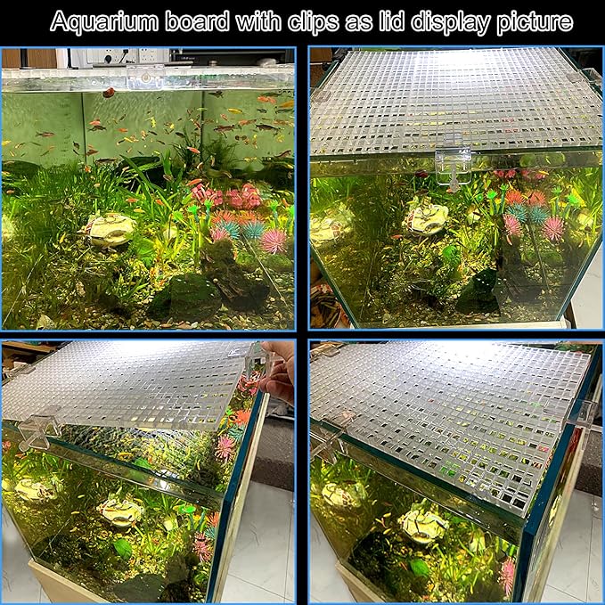 4 Aquarium lid Hood Fish Tank top Cover Terrarium lid Plastic Grid Panel Egg Crate Grate 6 Aquarium Glass Cover Board Clip