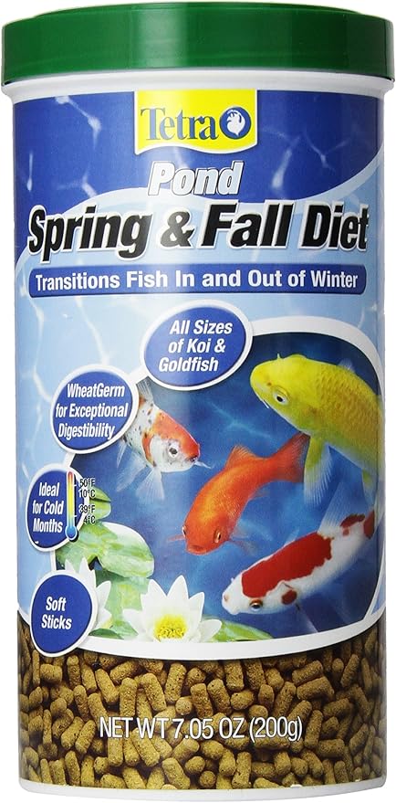 TetraPond Spring And Fall Diet 7.05 Ounces, Pond Fish Food, For Goldfish And Koi