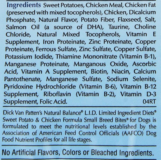 Natural Balance Limited Ingredient Diets Sweet Potato & Chicken Formula Small Breed Bites Dry Dog Food - 4.5 lb