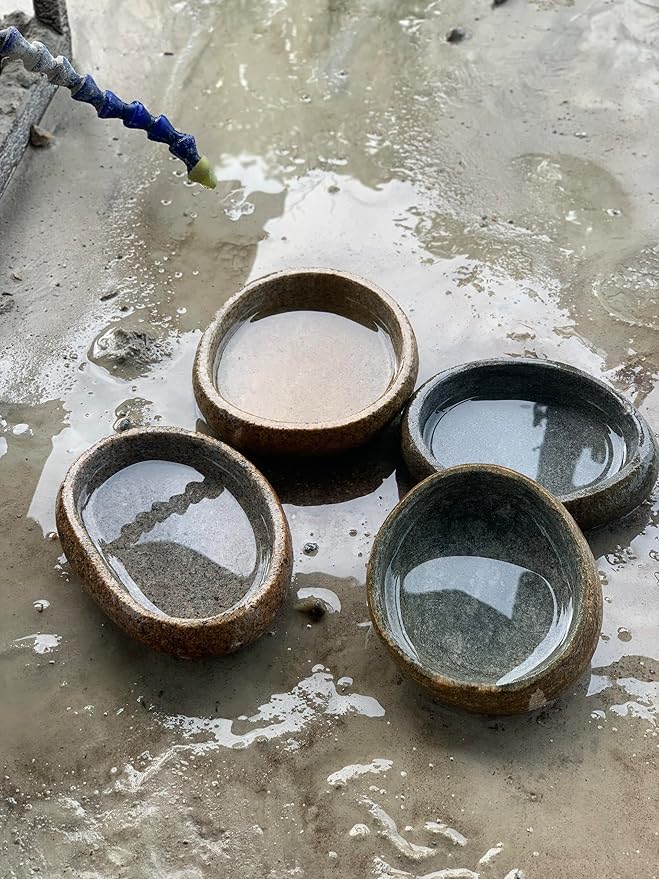 Reptile Feeder Terrarium Bowl made of real stone. Size 5-6 inches heavy and sturdy, easy to clean, handmade in Vietnam