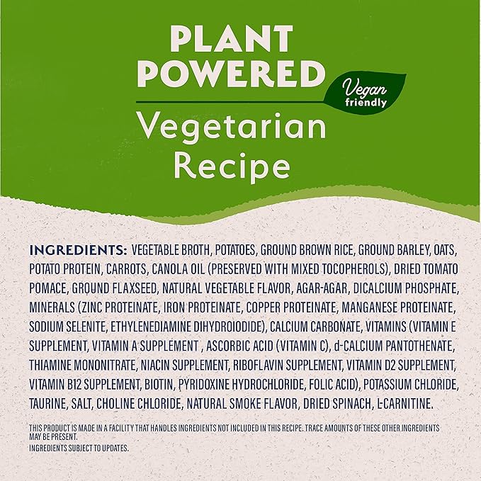 Natural Balance Limited Ingredient Adult Wet Canned Dog Food with Vegan Plant Based Protein and Healthy Grains, Vegetarian Recipe, 13 Ounce (Pack of 12)