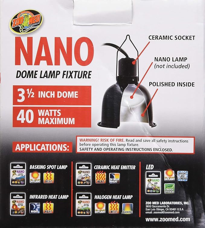 Zoo Med Nano Dome Single Lamp Fixture, 40 Watt