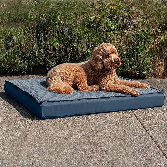 Furhaven Water-Resistant Cooling Gel Dog Bed for Large Dogs w/ Removable Quilt Top & Washable Cover, For Dogs Up to 95 lbs - Indoor/Outdoor Quilt Top Convertible Mattress - Calm Blue, Jumbo/XL