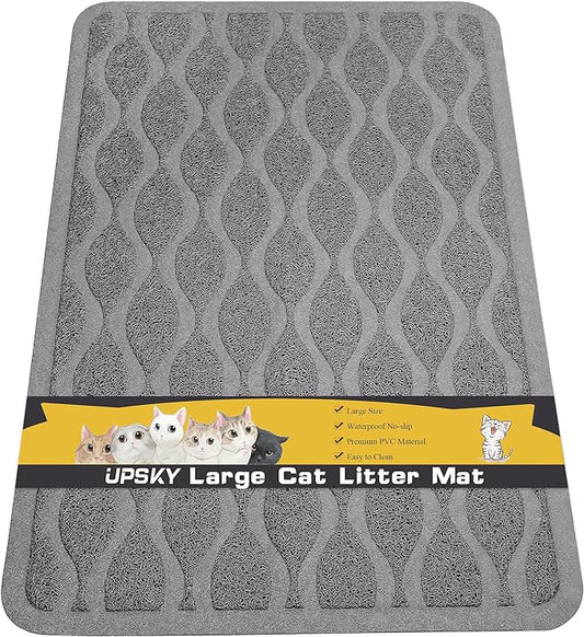 UPSKY Cat Litter Mat, Large Cat Litter Trapping Mat Scatter Control Goes Under Litter Box Mat, Multi-Use Waterproof & Anti-Slip kitty Litter Mat, Pet Feeding Mat, Door Mat. (35" x 23")