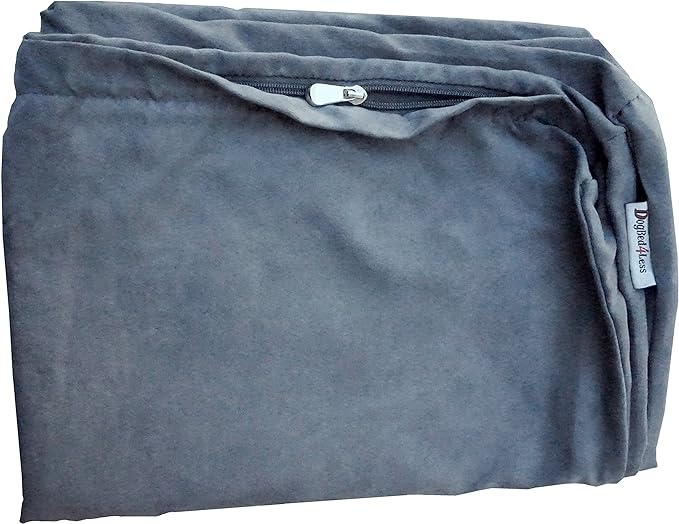 Dogbed4less 47X29X4 Inches XL Size : Suede fabric External Replacement Cover in Gray Color with zipper liner for Dog Pet Bed Pillow or pad - Replacement cover only