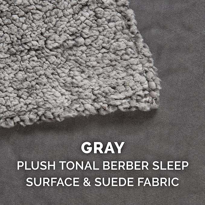 Furhaven Memory Foam Dog Bed for Medium/Small Dogs w/ Removable Washable Cover, For Dogs Up to 35 lbs - Berber & Suede Blanket Top Mattress - Gray, Medium, 30.0"L x 20.0"W x 3.0"Th