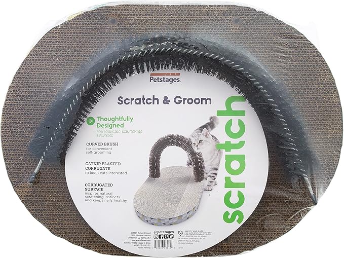 Catstages Scratch & Groom Corrugated Cat Scratch Pad with Catnip