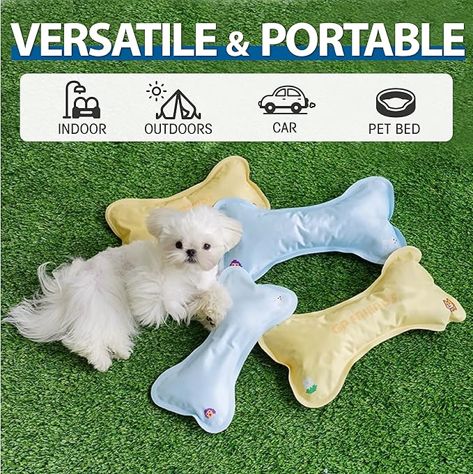 Cooling Pillow for Small to Medium Dogs and Cats, Versatile Cooling Solution for Dog Beds, Cooling Mat, Crates and Kennels, Cream Yellow, Medium Size for Up to 45 lbs