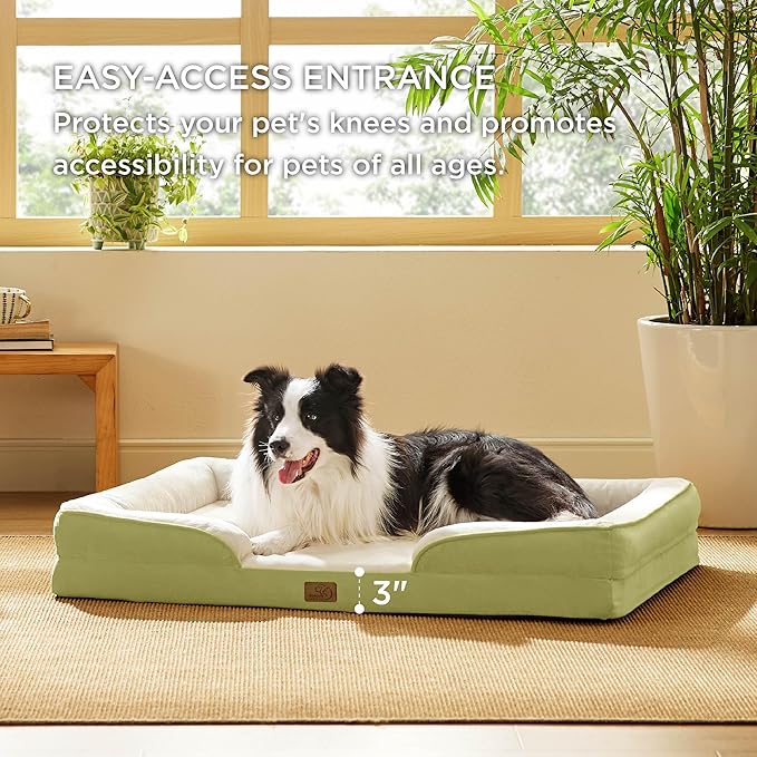 Bedsure Orthopedic Dog Bed for Large Dogs - Big Washable Dog Sofa Beds Large, Supportive Foam Pet Couch Bed with Removable Washable Cover, Waterproof Lining and Nonskid Bottom, Lint