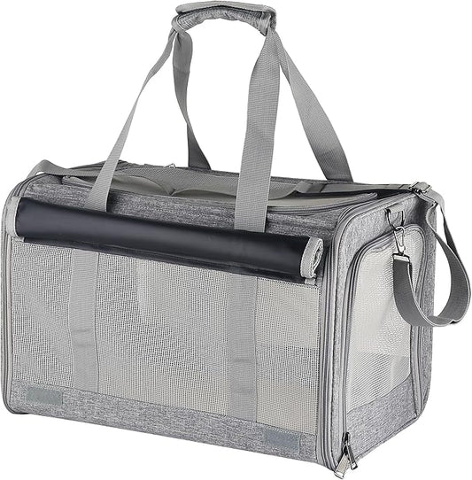 Large cat Carrier Pet Carrier Dog Carrier for Cats Dogs Soft Sided Cat Travel Carrier Airline Approved Rabbit Carrier Reptile Carrier Small Animal Carriers Kitten Carrier(Large Grey)