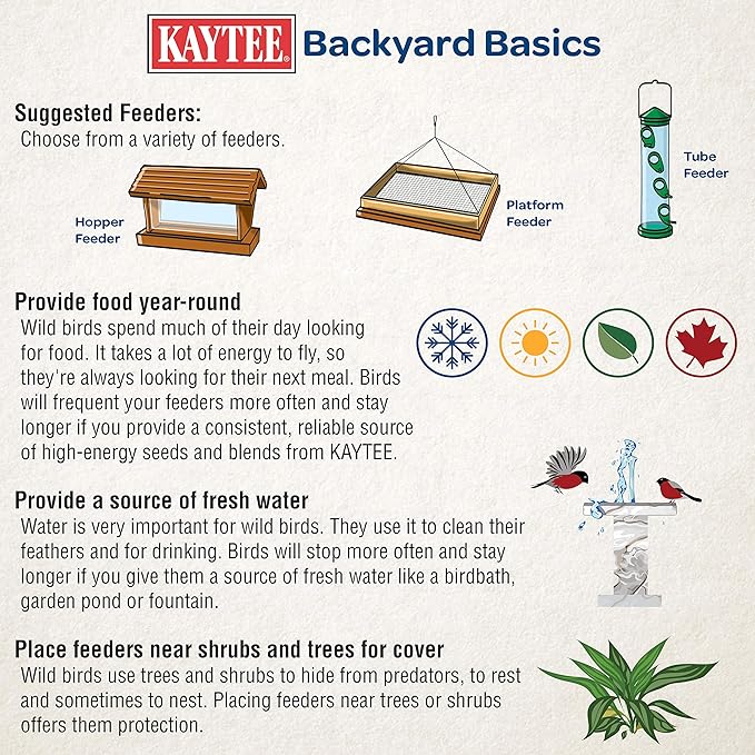 Kaytee Wild Bird Food Nut & Fruit Seed Blend For Cardinals, Chickadees, Nuthatches, Woodpeckers and Other Colorful Songbirds, 10 Pound