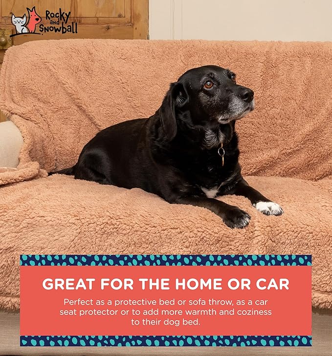 Waterproof Dog Blankets for Large Dogs Washable - Sherpa Dog Blanket for Bed, Pet Covers for Couches and Sofas, Cars 60x80