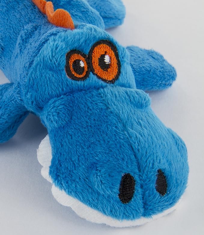 goDog Gators Squeaky Plush Dog Toy, Chew Guard Technology - Blue, Small