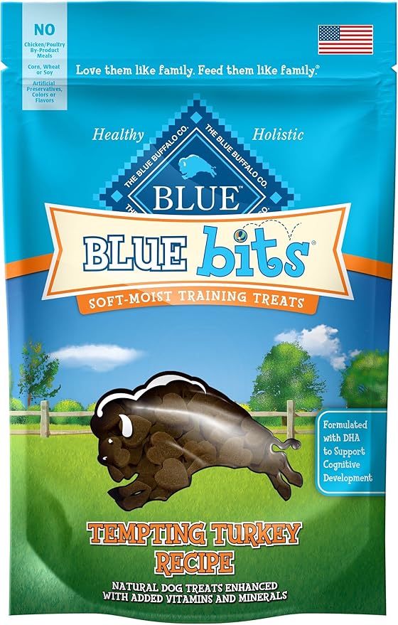 Blue Buffalo Blue Bits Natural Soft-Moist Training Dog Treats, Turkey 4-oz (6 Pack)