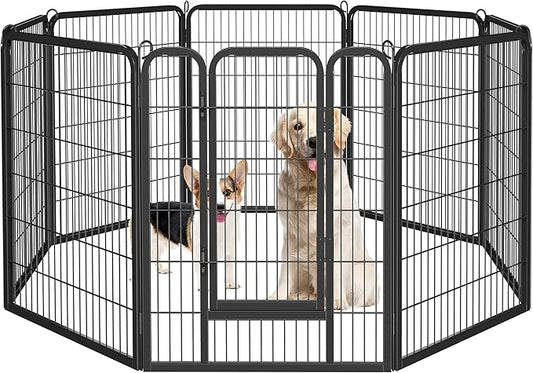 Yaheetech Heavy Duty Wider Dog Playpen, 8 Panels Outdoor Pet Fence for Large/Medium/Small Animals Foldable Puppy Exercise Pen for Garden/Yard/RV/Camping 40 Inch Height x 32 Inch Width