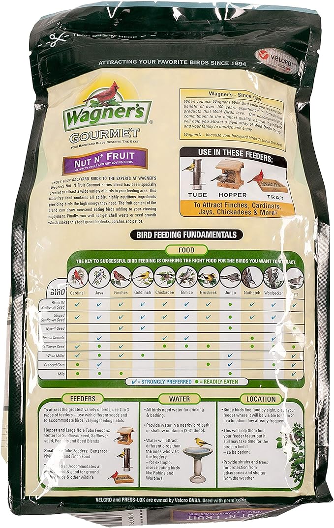 Wagner's 52023 Black Oil Sunflower Seed Wild Bird Food, 5-Pound Bag & 82072 Gourmet Nut & Fruit Wild Bird Food, 5 Pound (Pack of 1)