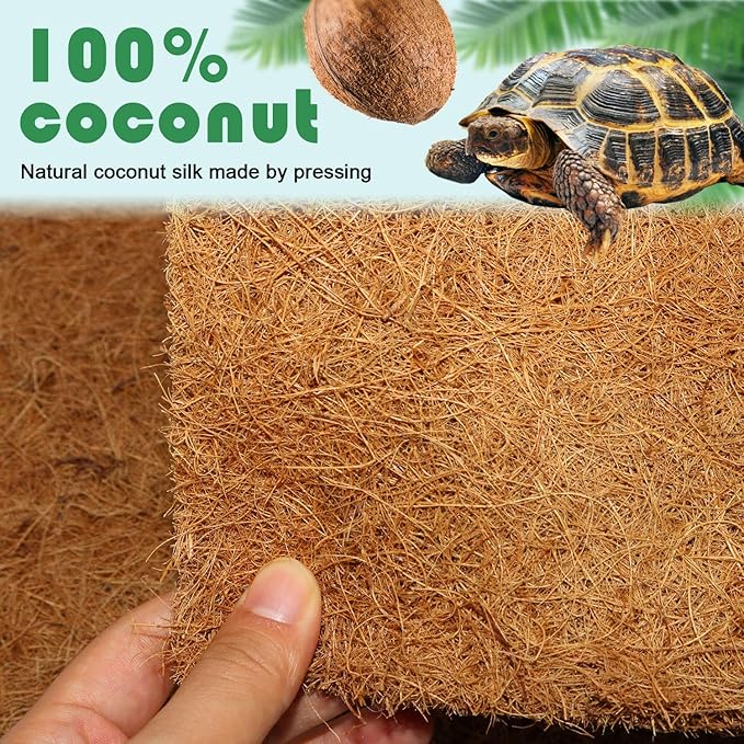 BWOGUE Reptile Carpet Natural Coconut Fiber Tortoise Lizard Mat,3 Pack Pet Terrarium Liner for Lizard Snakes Chamelon Geckos Turtle Bedding Mat Reptile Supplies