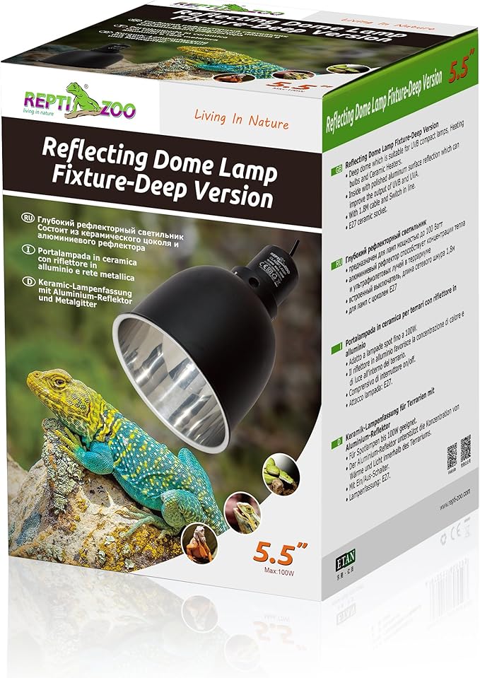 REPTI ZOO 5.5 Inch Deep Dome Lamp Cap Lamp Fixture,Optical Reflection Cover for Reptile Glass Terrariums