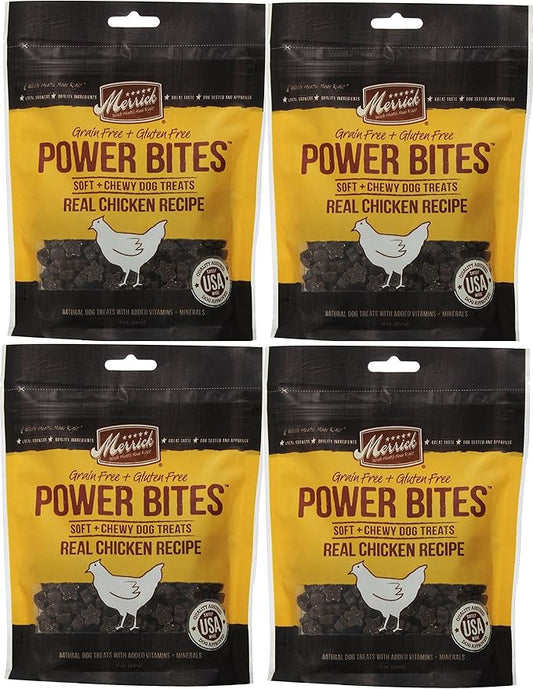 Merrick CHICKEN POWER BITES MADE IN USA 4 PACK 24 Ounces Total DOG TREATS TRAINING