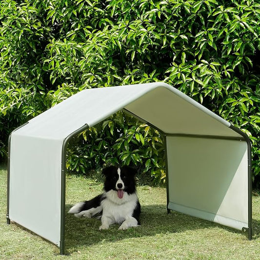 Dog Shade Shelter Outdoor Tent for Large Medium Dogs, 4'x4'x3' Outside Sun Rain Canopy Pet House for Cats Pigs Livestock with Waterproof Roof Ground Nails