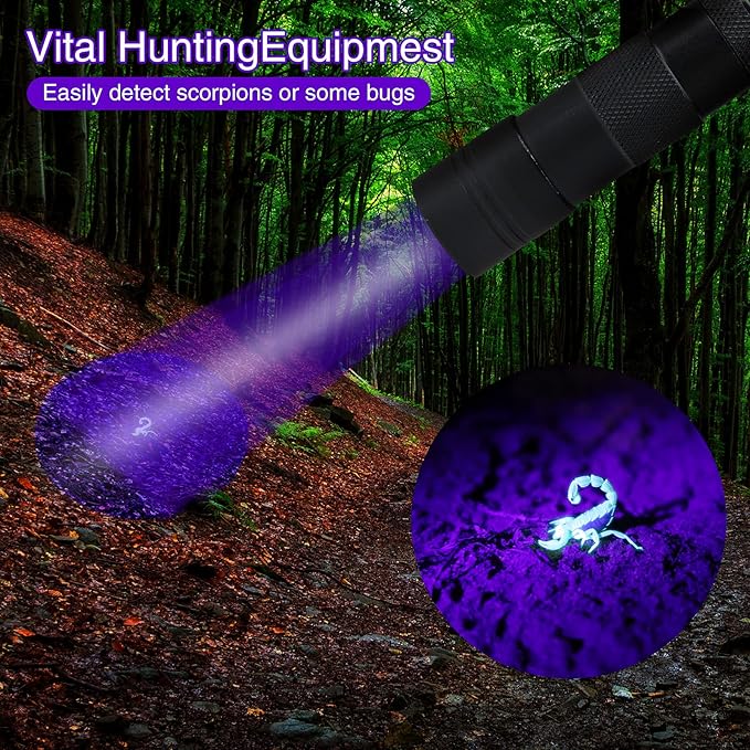 COSOOS 2 Pack UV Flashlight, 12 LED Handheld Blacklight Flashlight 395nm Mini Light Torch Detector for Dog Pet Urine Stains, Bed Bugs and Scorpions. (Batteries not Included)