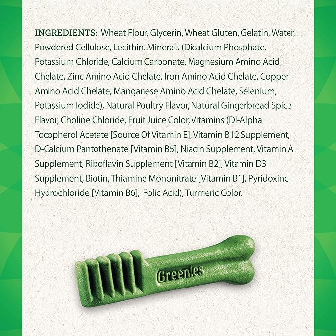 Greenies Teenie Dental Dog Treats, Gingerbread Flavor, 6 oz. Pack (22 Count)