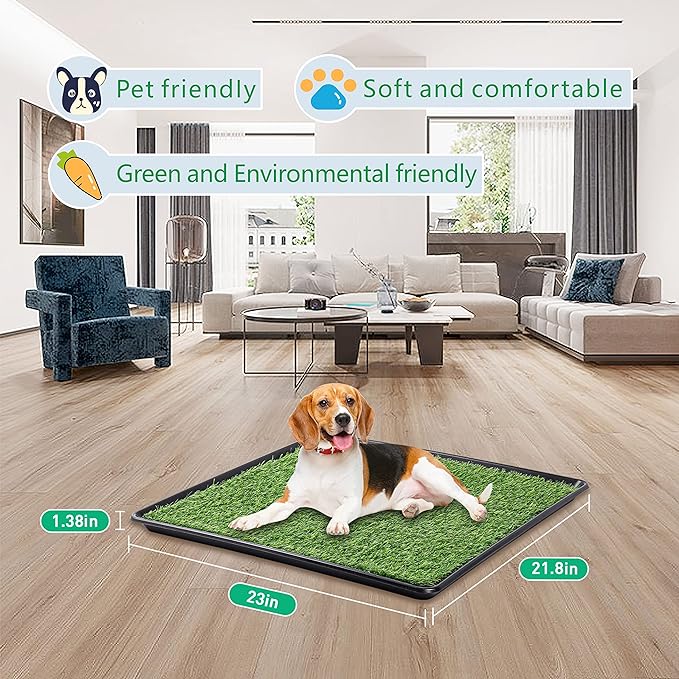 Dog Grass Pad with Tray Arificial Grass Patch for Dogs Potty Tray Fake Grass for Dogs to Pee On Turf with Tray for Litter Box Puppy Potty Training Collect Pet Pee Outdoor and Indoor Use