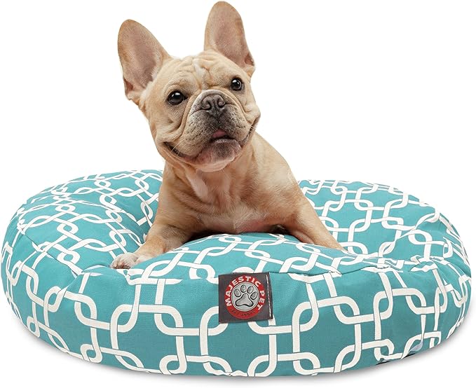 Teal Links Small Round Indoor Outdoor Pet Dog Bed With Removable Washable Cover By Majestic Pet Products