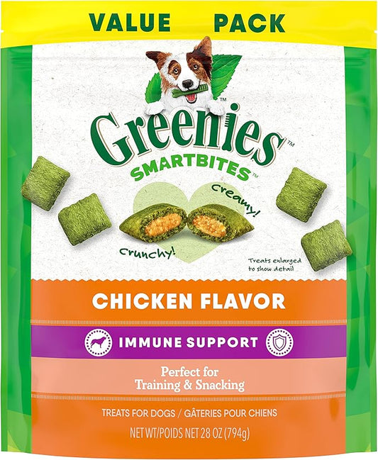 Greenies Smartbites Immune Support Crunchy & Soft Dog Treats, Chicken Flavor, 28 oz.