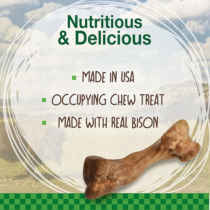 Nylabone Healthy Edibles WILD Natural Long-Lasting Bison Flavor Bone Chew Treats for Dogs, Small (16 Count) (Pack of 2)