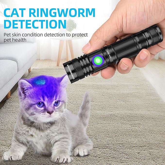 DARKBEAM UV 365nm Flashlight Blacklight Rechargeable USB, Wood's lamp Handheld Ultraviolet Black Light LED Portable, Pet Urine Detector, Resin Curing, Anti-Counterfeit, Fluorescent Detection