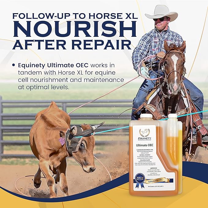 Ultimate OEC – Horse Supplements & Hoof Supplements for Horses - Omega 3 with Flax Seed Oil, Horse Oil, Vitamin E for Horses & Coat Defense for Horses - Vet-Approved Horse Joint Supplement & Hoof Oil