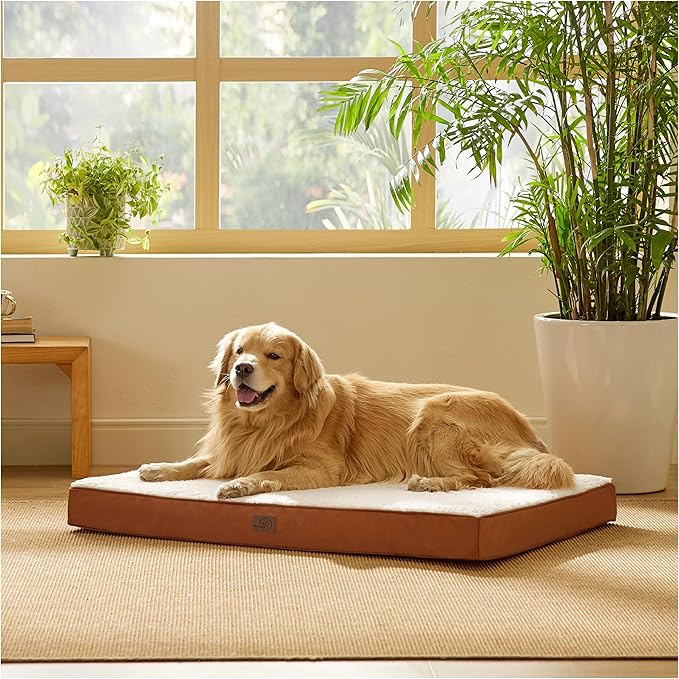 Bedsure Extra Large Dog Bed - XL Orthopedic Waterproof Dog Beds with Removable Washable Cover for Extra Large Dogs, Egg Crate Foam Pet Bed MatDark Khaki