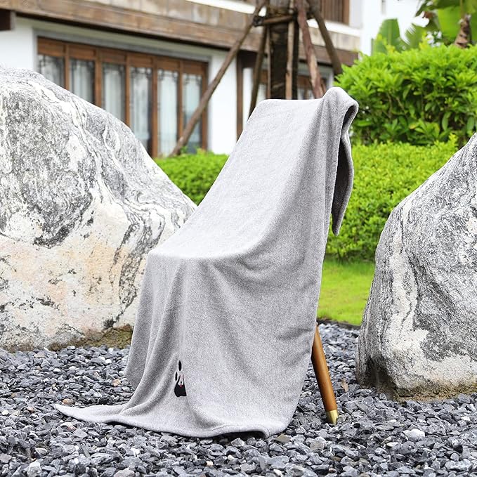 Extra Large Dog Towels for Drying Dogs Super Absorbent Soft Microfiber Pet Bath Grooming Towel for Dogs and Cats & Other Pets (XL-55" * 36", Grey)