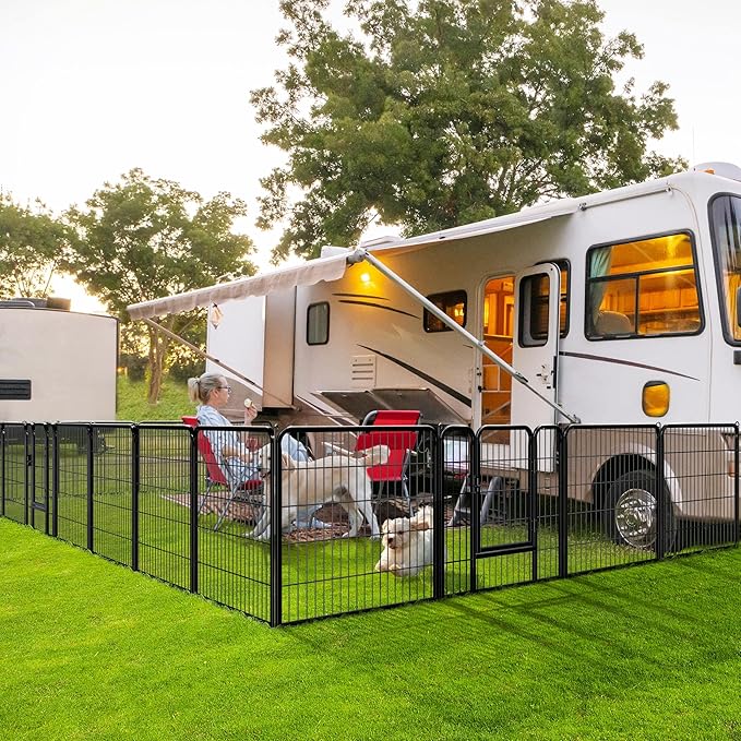 Yaheetech Dog Playpen Outdoor, Indoor Pen for Large/Medium/Small Dogs Animals Portable Playpen for RV Camping Garden Yard 32" Height 16 Panels