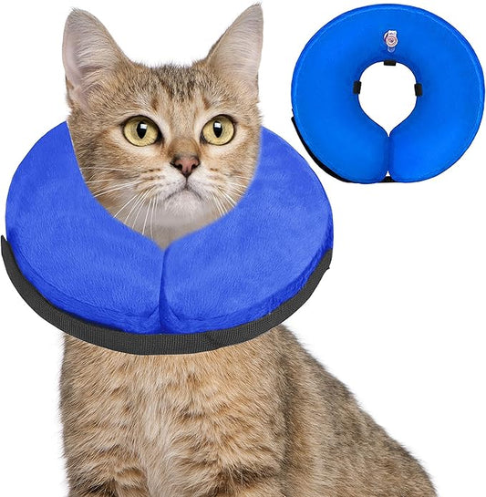 Soft Dog Cone Collar for Large Medium Small Dogs and Cats After Surgery, Inflatable Dog Neck Donut Collar,Inflatable Cat Cone Collar,E-Collar for Dogs Recovery, Dog Cones Alternative (Small, Blue)